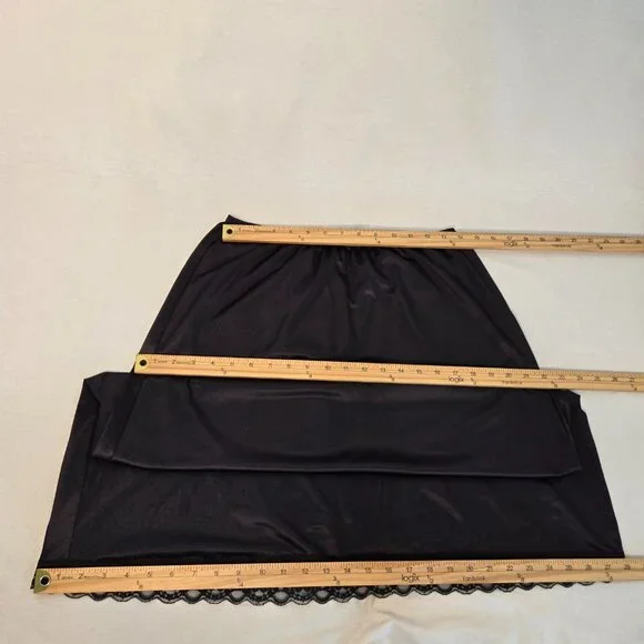 USA Vintage DEENA Fairy Girly BOHO Semi-Sheer Black Silky Half Slip Skirt Size L - Picture 16 of 16